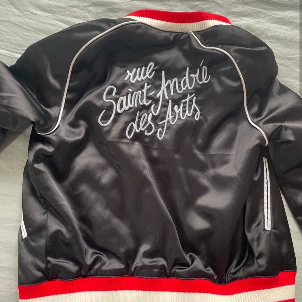 Maje Black Jacket with Red and White Trim